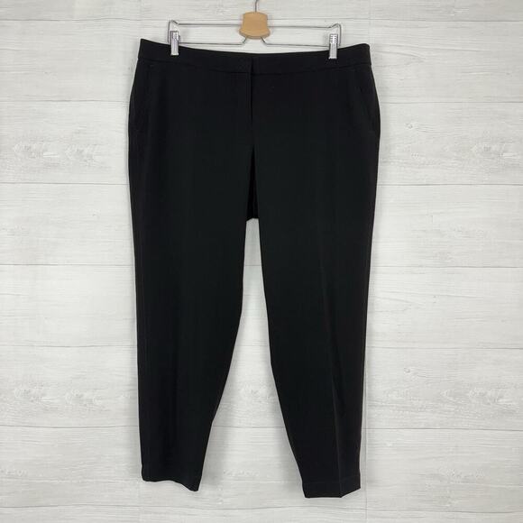 AKRIS Punto Trouser Dress Pants Womens 14 Black Crepe Tapered Leg Minimalist - Picture 2 of 16